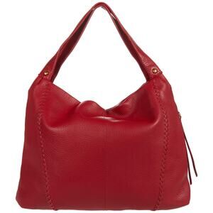 HOBO Intl Alannis Shoulder Bag Scarlet Red‎ Leather Top Zip Pocket Large